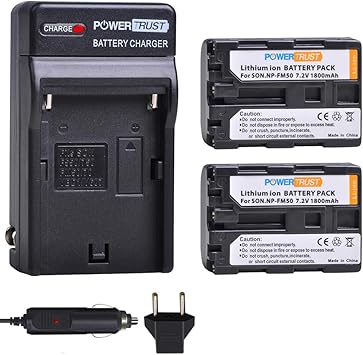 2-Pack NP-FM50 NP FM50 Battery and Fast Charger for Sony NP-FM30 NP-FM51 NP-QM50 NP-QM51 TRV280 TRV350 TRV250 TRV19 TRV22 TRV27 TRV33 TRV460 TRV140 TRV17 TRV340 TRV38 TRV480 TRV260