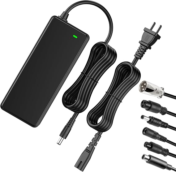 Electric Scooter Charger 42V 2A, UL Listed Fast Charger for 36V Lithium Battery, with 7 Plugs Home/Travel/Outdoor Use Compatible with Razor, Jetson, Gotrax, Ninebot & Most 36V Scooters