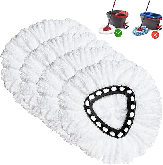 Spin Mop Replacement Head, 4 Pack Mop Refill for Ocedar Triangle Swivel Mops, 100% Microfiber, Swivel Mop, Refill, Deep Clean, Machine Washable, Easy to Change