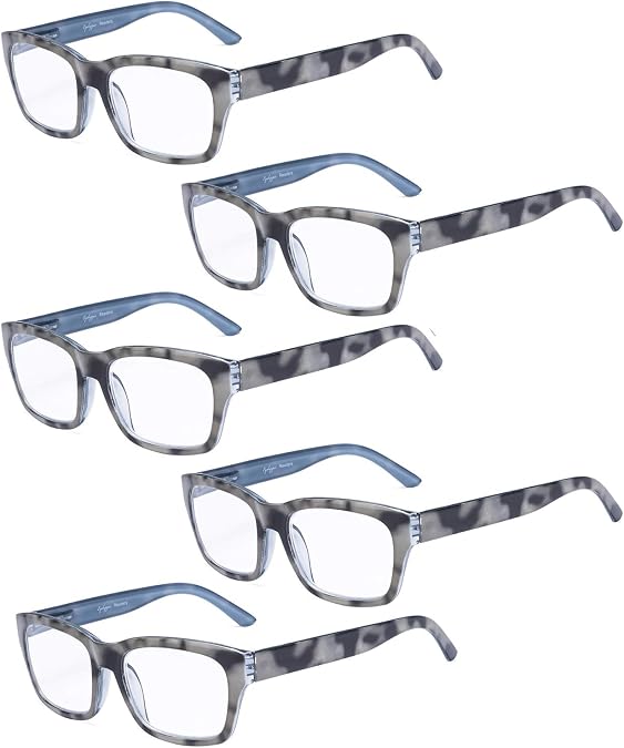 Eyekepper 5-pack Spring Hinges Large Square Frame Reading Glasses
