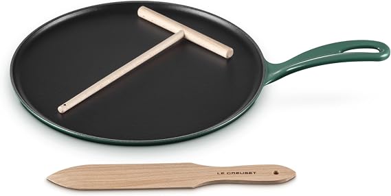 Le Creuset Enameled Cast Iron Traditional Round Crepe Pan, 10.25",Artichaut