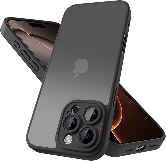 Mootobo for iPhone 16 Pro Case with Camera Lens Full Cover Protection, 10FT Military Grade Drop Protection Phone Case with Anti-Fingerprint Matte Back 6.3 inch - Black