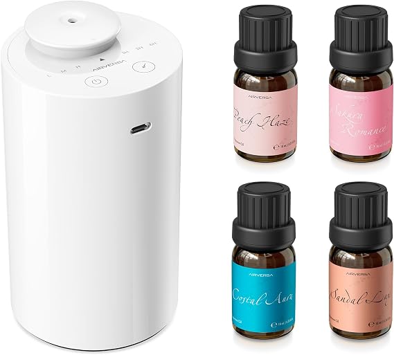 Airversa AN6 Waterless Essential Oil Diffuser Starter Kit, White