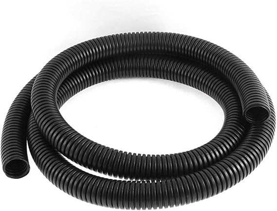 10Ft 1/2inch ID Corrugated Tubing Not-Split Flexible Bellows Tube Pipe Preservative for Electric Conduit Liquid Black PE Plastic
