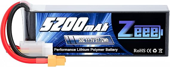 Zeee 3S Lipo Battery 5200mAh 50C 11.1V RC Batteries with XT60 Connector Soft Case for RC Airplane Helicopter Plane Quadcopter RC Car Truck Boat