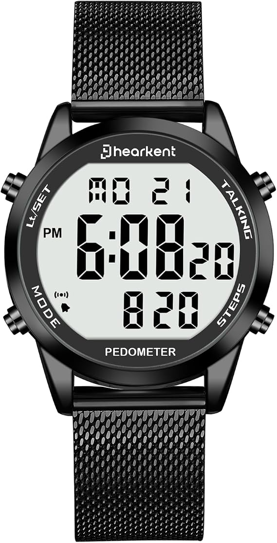 Hearkent Digital Talking Watch with Pedometer Step Counter Watch for Blind