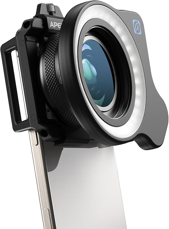 APEXEL 10-20x Macro Lens for iPhone & Android Phones | HD Photo Lens Kit with Universal Clip & 45 Modes Fill Light | Capture Still Life, Insects, Plants, Jewelry, Food, Small Objects