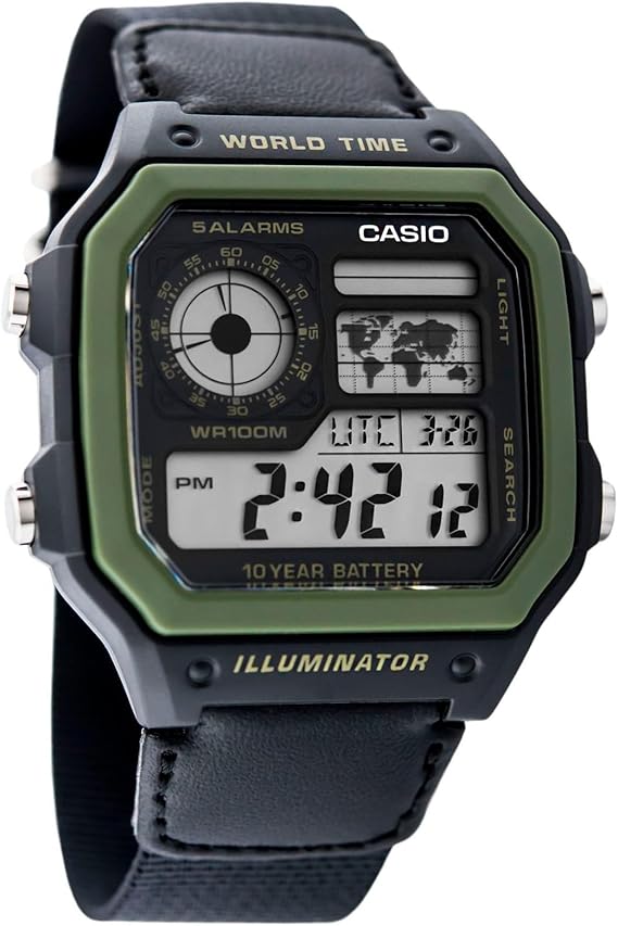 CASIO Men's Women's AE-1200WHB-1BV Standard Quartz Black Khaki Watch