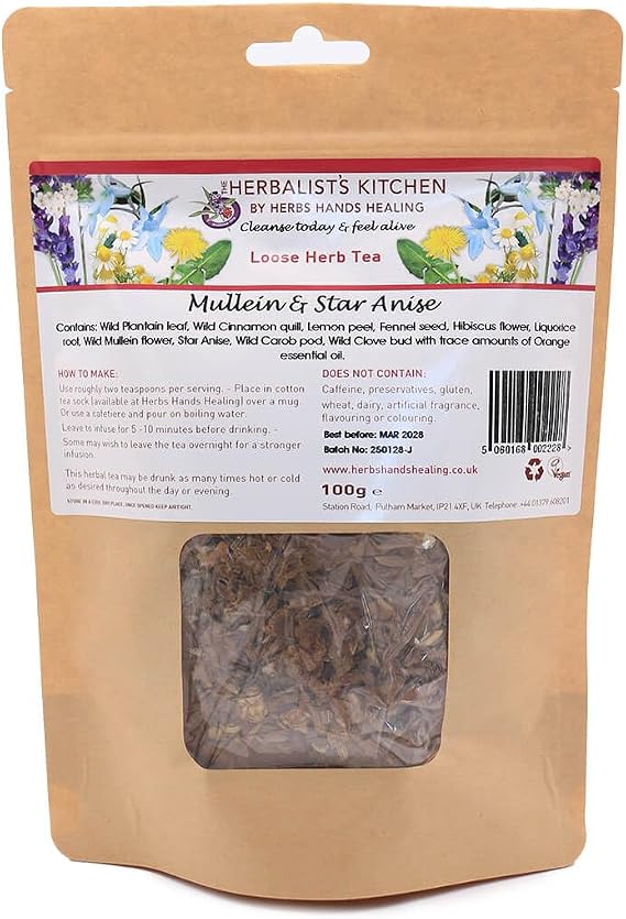 Mullein & Star Anise Herb Tea | 10 Plant Blend, Hot or Cold, Clear & Enliven