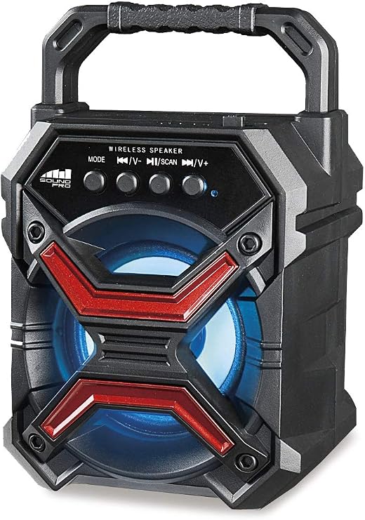 Naxa Electronics Portable Bluetooth Speaker & Disco Light, 3-inch, Red
