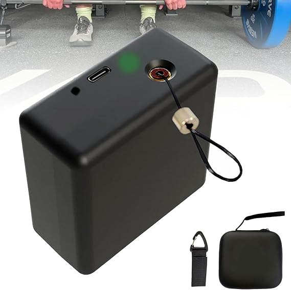 Smart Speed Tracker, Velocity-Based Training Device, Real-Time App with Voice Feedback, 50H Battery, Magnetic Mount, for Weightlifting & Squats(70x70x35mm)