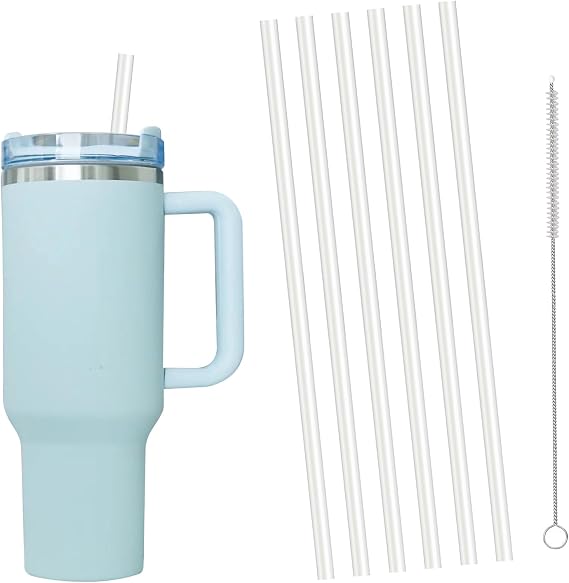 6 Pcs Replacement Straws Compatible with Stanley Cup and 1Brush -Reusable BPA-Free Straws for 40oz Tumblers, Easy Clean Design