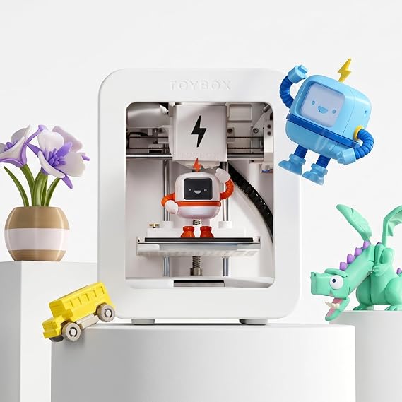 Toybox 3D Printer for Beginners and Kids with Fast Printing, Easy Setup, Safe Design, Free App with Access to 10,000+ Digital Toys, 1 Filament Included - Alpha Three