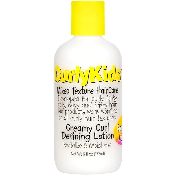 CurlyKids Curl Defining Lotion Lightweight Creamy Hair Lotion for Frizz-Free, Soft & Defined Curls Kids Haircare for Curly, Kinky, Coily & Wavy Hair Moisturizing & Non-Crunchy Formula, 6oz