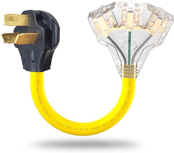 3 Prong 220 to 110 Adapter Plug for Stove Gas Range, Oven Converter NEMA 10-50P to 3X 5-15R/5-20R Outlet