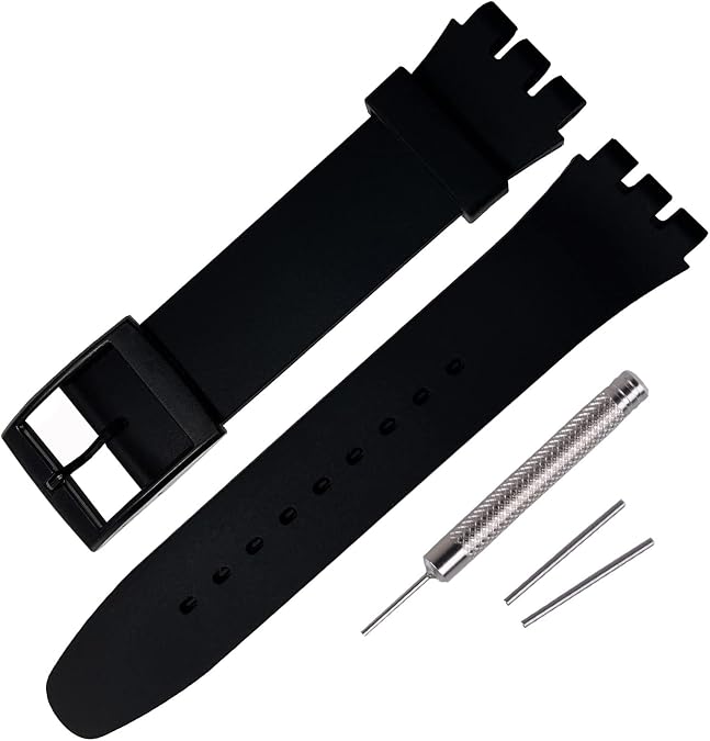 Rihahisy 16mm Ultra-thin Silicone Rubber Watch Strap/Watch Band Replacement for Swatch