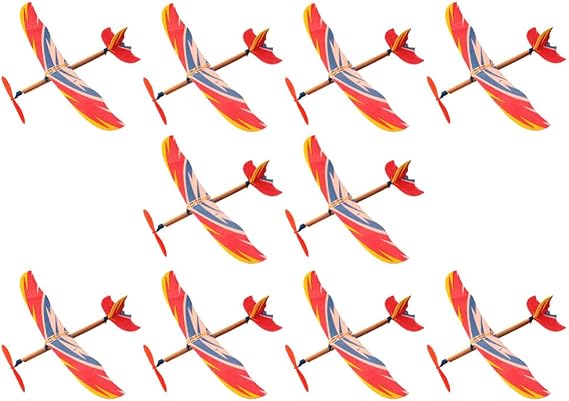 TOYANDONA 10Pcs Rubber Band Powered Airplane Model Glider Planes Airplane Birthday Party Favor Plane Indoor Outdoor Toys for Kids Children (Random Style)