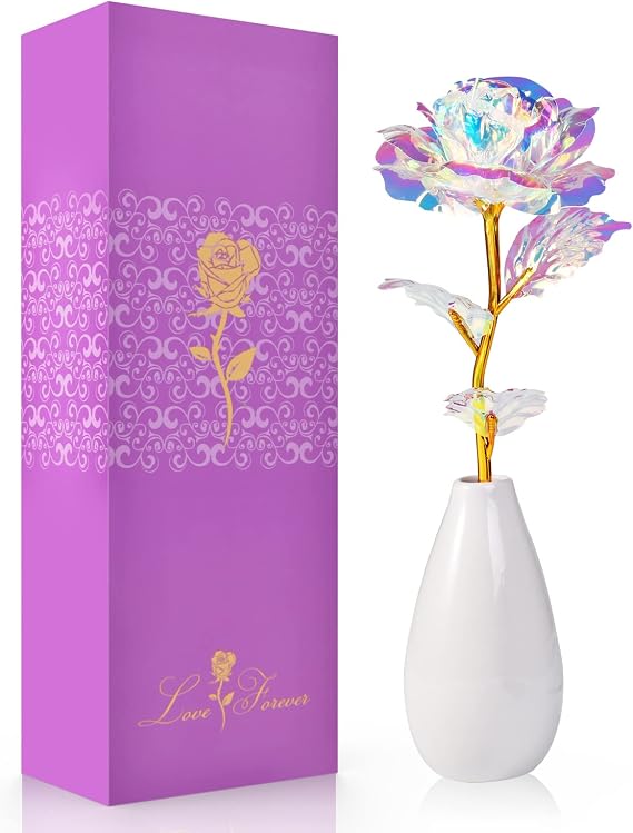 Mother's Day Gift Galaxy Rose Flower with Vase Mother's Day Gifts for Mum