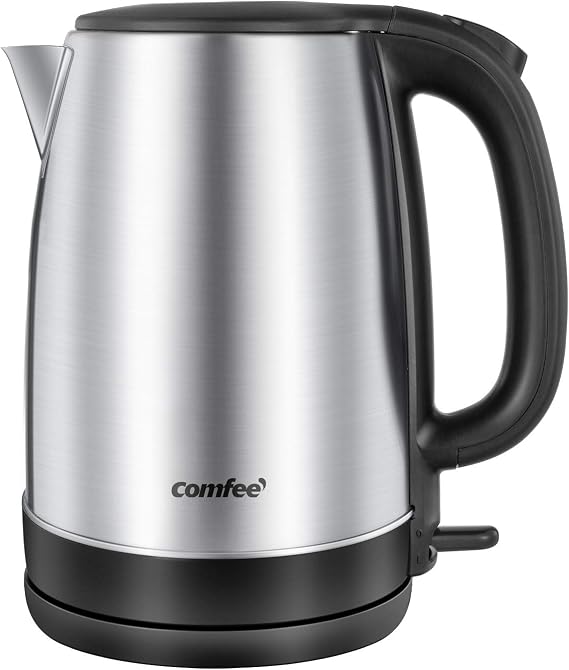 Comfee 1.7L Stainless Steel Electric Tea Kettle, BPA-Free Hot Water Boiler, Cordless with LED Light, Auto Shut-Off and Boil-Dry Protection, 1500W Fast Boil