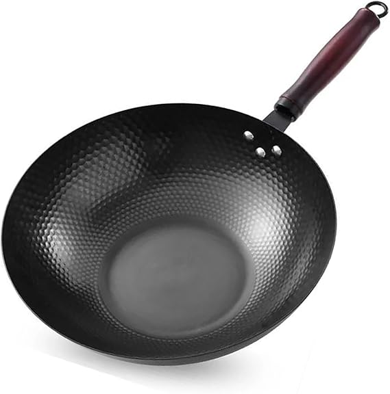 Carbon Steel Wok Japanese style Cookware Kitchen Uncoated Pot,12.6-Inch Woks & Stir-Fry Pans for Induction, Electric, Gas Stoves (12.6 inch)
