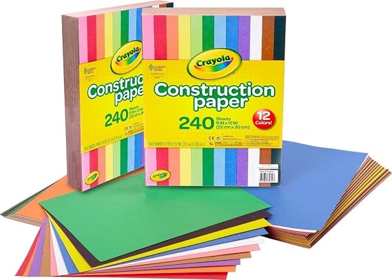 Crayola Construction Paper Bulk Pack (480 Sheets) 10 Assorted Colors, 9x12, Teacher School Supplies & Classroom Must Haves, Card Making Craft Supplies, Art Paper