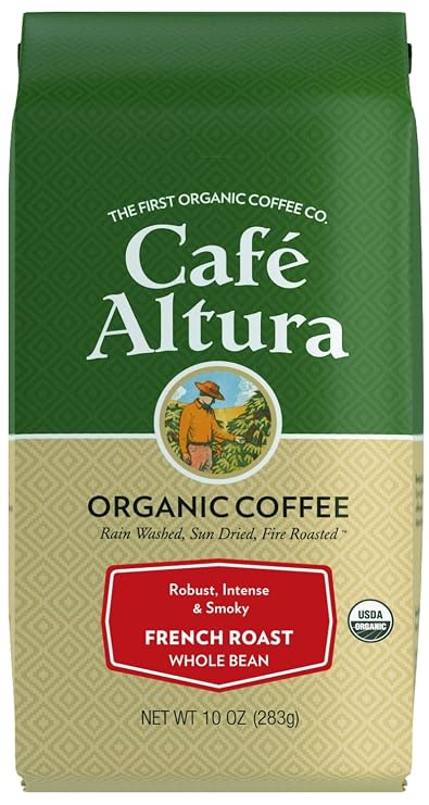 Cafe Altura Whole Bean Organic Coffee, French Roast, 10 oz Bag (Pack of 1)