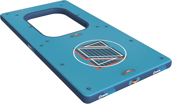 ZUP 12X6FT Drop Stitch IMat with Coolzone, Dual-Action Pump, Portable Deck/Water Mat, Inflatable Floating Dock for Pool, Beach, Lake, and River Fun