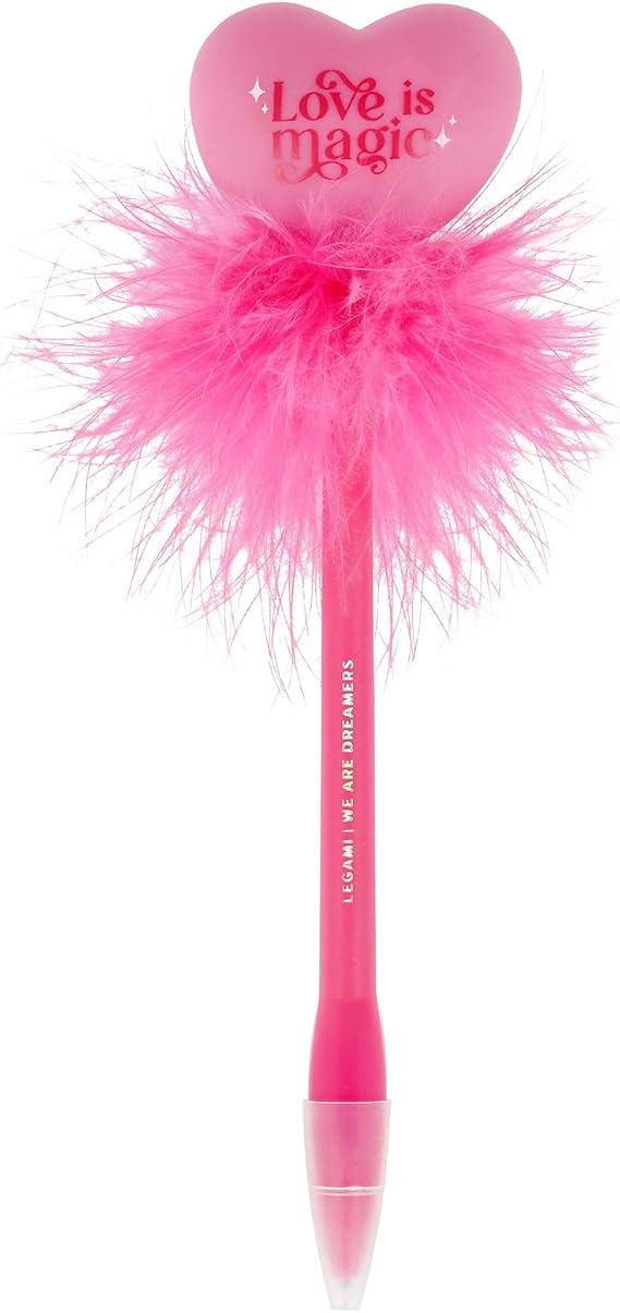 Legami - Açık kalpli tükenmez kalem, Love is Magic, pembe mürekkep, çocuklar ve yetişkinler için LED kalem, uç 0,7 mm, kalp
