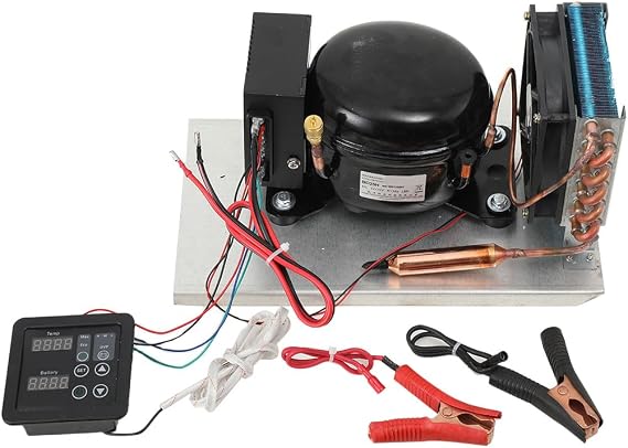 LALABU BD25H DC 12V-24V Car Refrigeration Air Compressor Condenser | 2.5cm3 Car Fridge Freezer Condensing Unit, with Temperature Controller, 2000-3500RPM