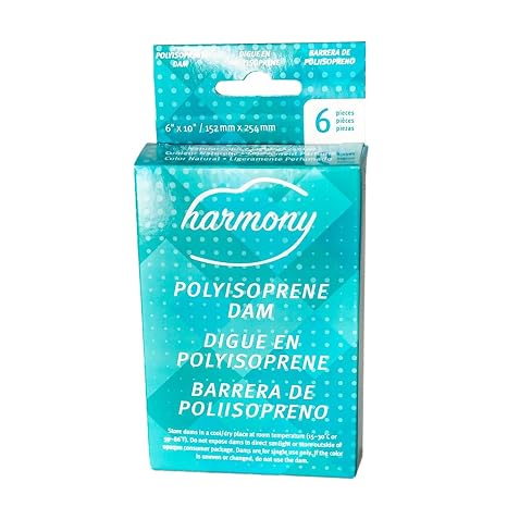 Harmony Polyisoprene Non-Latex Oral Dams, Box of 6 The Only FDA Approved Non-Latex Dental Dams for STI Protection & Oral Wellness Allergy-Safe & Medical Grade