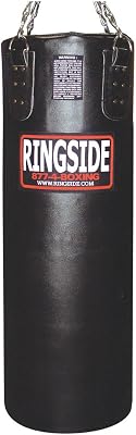 Ringside 100-Pound Soft-Filled Leather Heavy Bag, Sturdy Punching Bag for Boxing, MMA, Muay Thai, and Kickboxing Training and Workout, Includes Chain, Swivel & D-Ring on Bottom, Black, Original