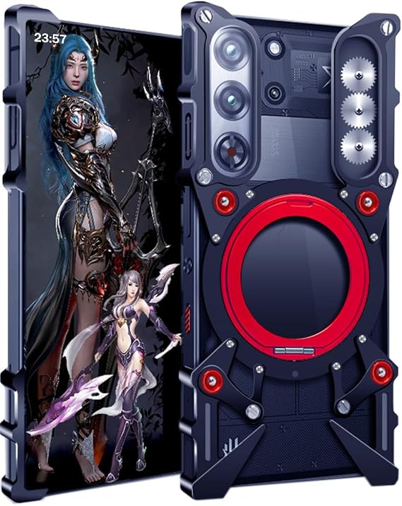 Metal Case for Nubia Redmagic 10S Pro, Cover for Red Magic 10S Pro+ Cellphone, Border Mobile Phone Shell, Bracket, Mechanical Monster -Black