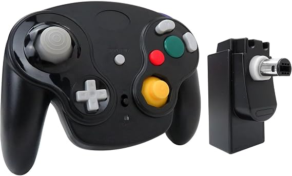 クラシック ワイヤレス コントローラー Nintend Gamecube コンソールに適合、NGC GC コンソール用ワイヤレス ゲームパッド、レシーバー/アダプター付属 オレンジ
