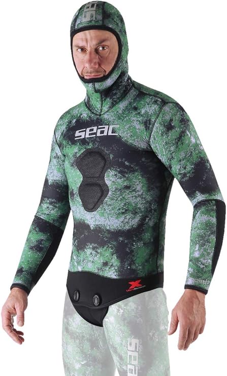 Seac Ghost, Jacket in 7 mm Ultrastretch Neoprene with Incorporated Hood for Freediving and Spearfishing