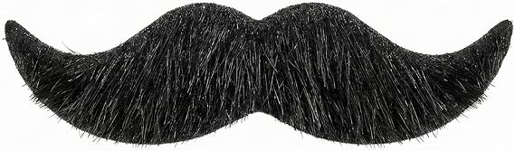 Mustaches Fake Mustache, Self Adhesive, Novelty, Small Trim Salesman False Facial Hair, Costume Accessory for Adults, Black Lustrous Color