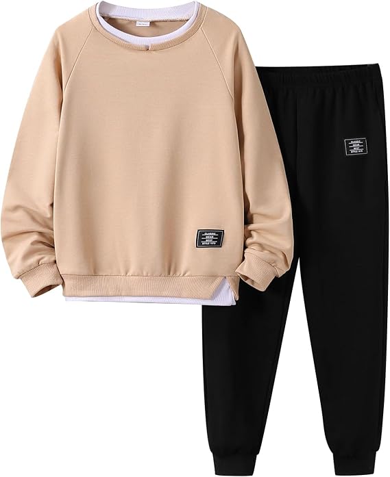 Kids Boys Clothes 3D Letter Print Long Sleeve Sweatshirt & Pant 2PCS Fall Outfits Size 6-12 Years
