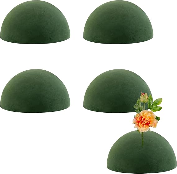 HAKZEON 4 PCS 7.5 Inch Floral Dry Foam Half Ball, Green Foam Half Ball Large, Round Foam Block Green Floral Foam Round Ball for Artificial Plant Arrangement