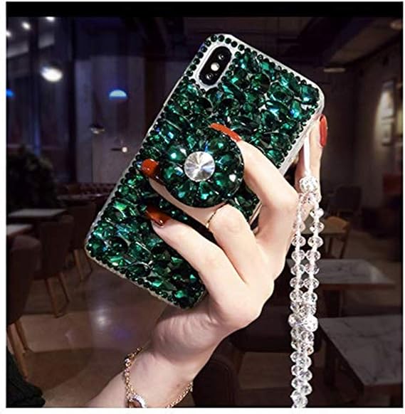 Diamond Kickstand Case for Samsung Galaxy S20 FE,S20 Fan Edition Case,S20 Lite Case,3D Handmade Bling Diamond Glitter Phone Case for Samsung Galaxy S20 FE 5G (Green)