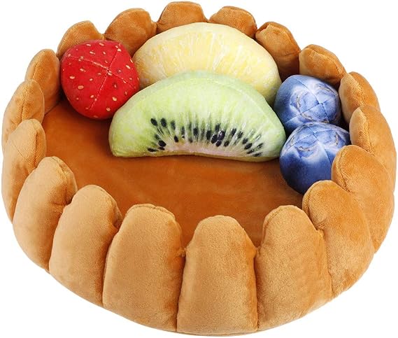 Pet Plush Nests Pad Tart Kennelwith Fruit-Shaped Pillow for Dogs Cats Keep Warm