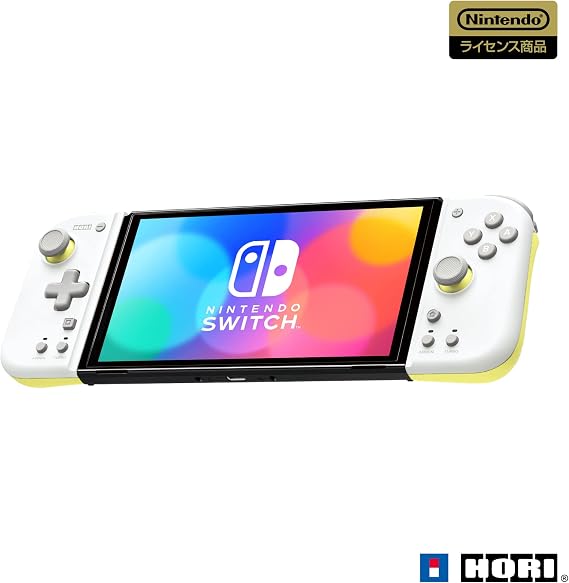 連射・連射ホールド機能搭載任天堂ライセンス商品グリップコントローラー Fit for Nintendo Switch LIGHT GRAY×YELLOWNintendo Switch対応