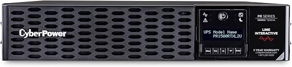 CyberPower PR1500RTXL2U Smart App Sinewave UPS System, 1500VA/1500W, 8 Outlets, 2U Rack/Tower, AVR, EBM Option