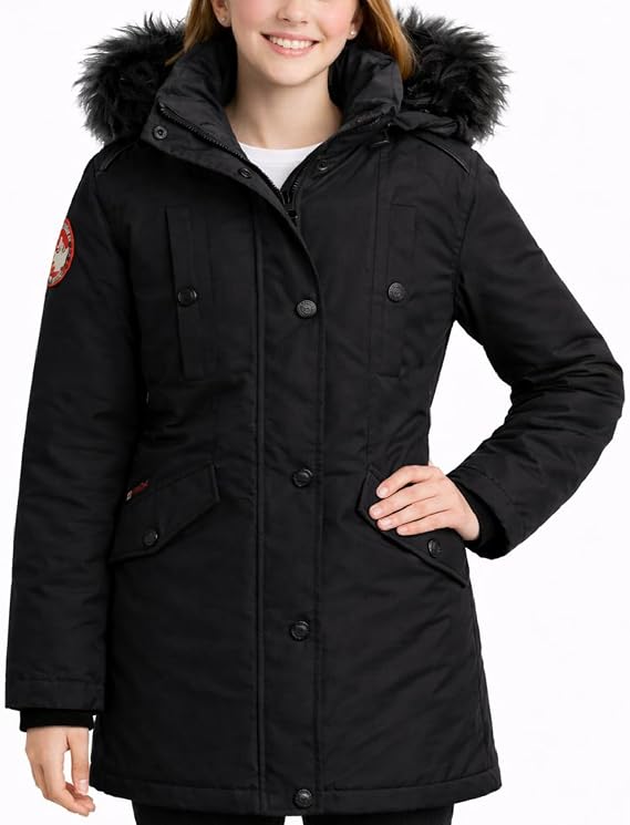 CANADA WEATHER GEAR Girls Winter Coat - Long Length Faux Fur Puffer Ski Jacket Water & Wind Resistant Insulated Fleece Parka