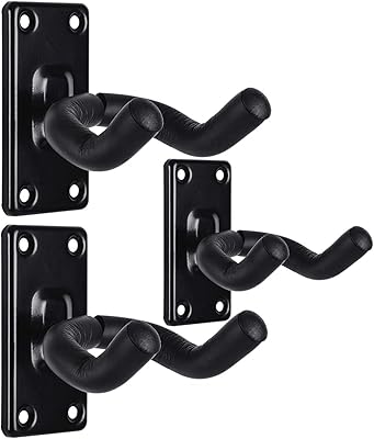 Wogod Guitar Wall Mount Hanger Hook Holder Stand - 3 Pack Hangers for Acoustic, Electric & Bass Guitars 3Pack-Black