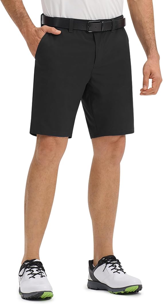 Outdoor Ventures Mens Golf Shorts 9 Inch Inseam Dry Fit Stretch Lightweight | with 5 Pockets, Elastic Waistband, 4-way Stretch, Moisture Wicking, Quick Dry, Breathable, Flat Front, Sun Protection