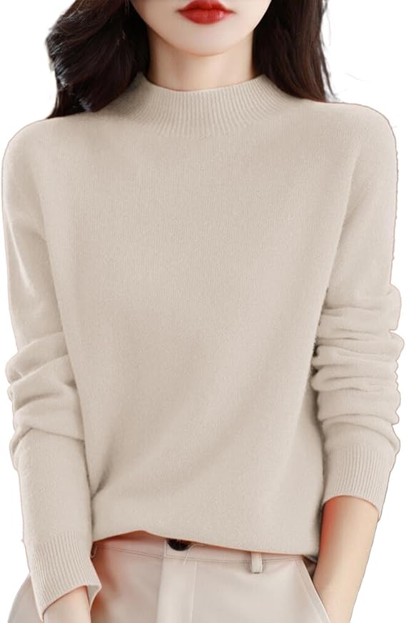 Cozy Cashmere Sweaters For Women Warm Soft Wool Pullover Long Sleeve 2025 Fall Winter Plus Size Loose Chenille Tunic Knitted Sweater Ladies Comfy Casual Christmas Pull Over Jumpers Outfits Beige