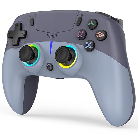 BETMI Wireless Controller for PS-5/Pro/Slim/PC (Blue/Gray) | Hall Effect Joystick & Trigger/Macro/6-Axis Gyro Sensor/Dual Vibration/Built-in Speaker/3.5mm Audio Jack/RGB Light