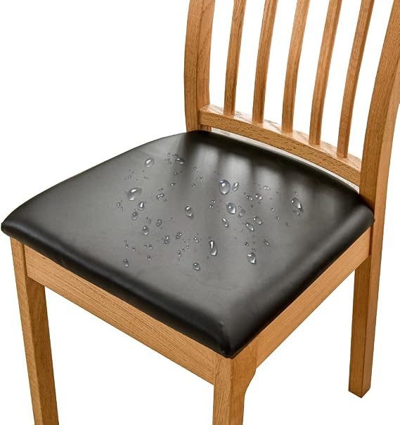 Waterproof Dining Chair Covers PU leather Seat Covers Slipcover | chair covers, Removable, Easy to clean, Scratchproof, Cushion Cover, with Fixing Buckle, for Dining Room, kitchen Chairs