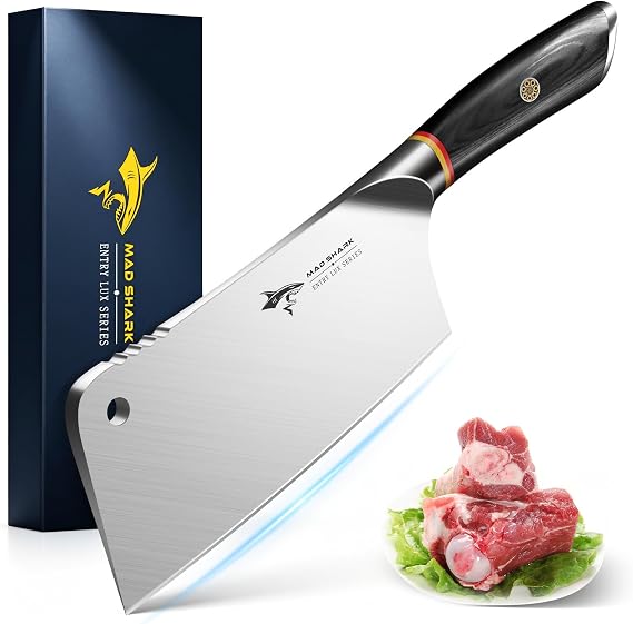 MAD SHARK 7.5 Inch Meat Cleaver with German Military Grade Composite Steel