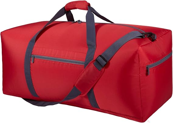 iFARADAY Foldable Duffel Bag Lightweight, 30 inch / 75L, Red | Shoulder Strap, Water Resistant, Max Load 50 Pounds, For Travel, Camping, Laundry Storage