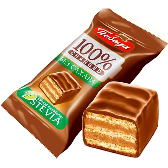 Pobeda Waffle Candies in Milk Chocolate Sugar-Free 226g 7.97 oz